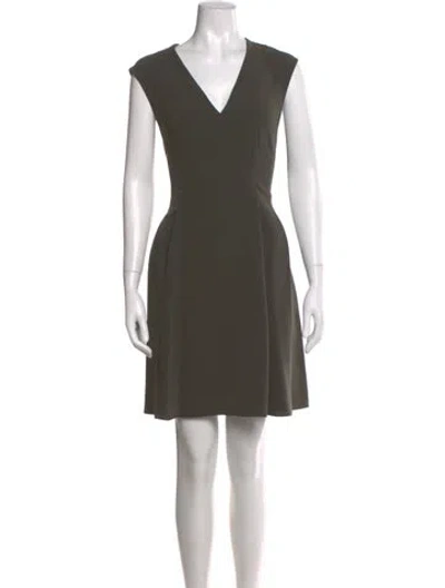 Pre-owned Theory V-neck Knee-length Dress In Green