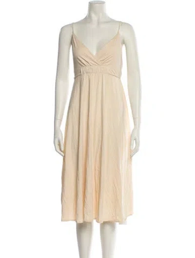 Pre-owned Theory V-neck Knee-length Dress In Neutral