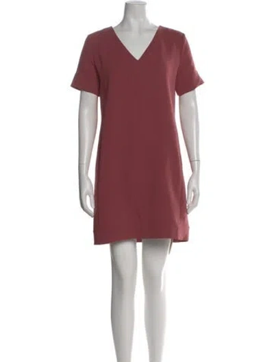 Pre-owned Theory V-neck Knee-length Dress In Pink