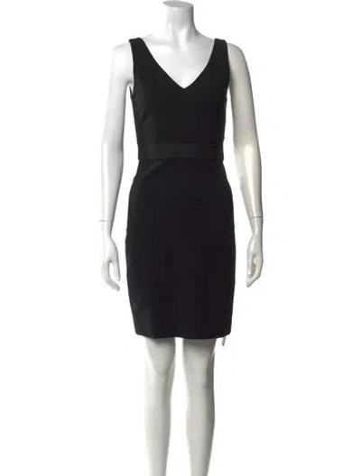 Pre-owned Theory V-neck Knee-length Dress W/ Tags In Black