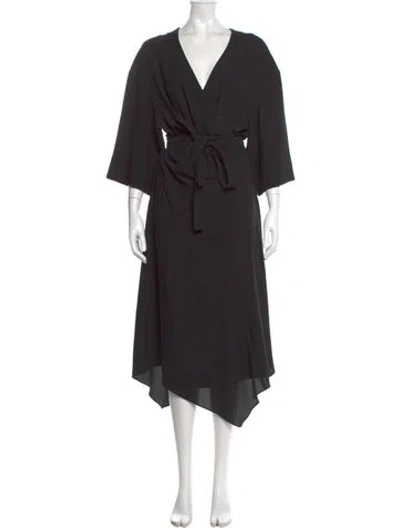Pre-owned Theory V-neck Long Dress In Black