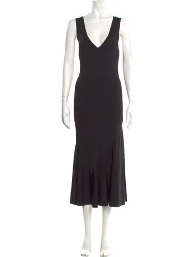 Pre-owned Theory V-neck Long Dress In Black