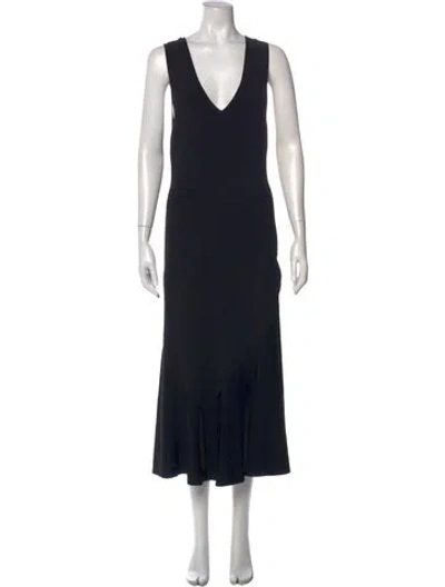 Pre-owned Theory V-neck Long Dress In Black