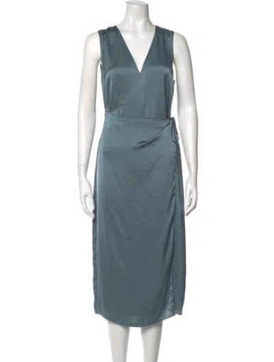 Pre-owned Theory V-neck Long Dress In Blue