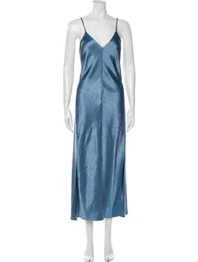 Pre-owned Theory V-neck Long Dress In Blue