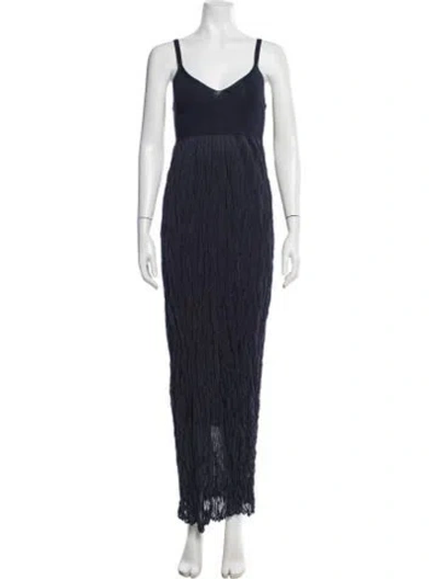 Pre-owned Theory V-neck Long Dress In Blue