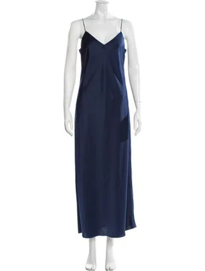 Pre-owned Theory V-neck Long Dress In Blue