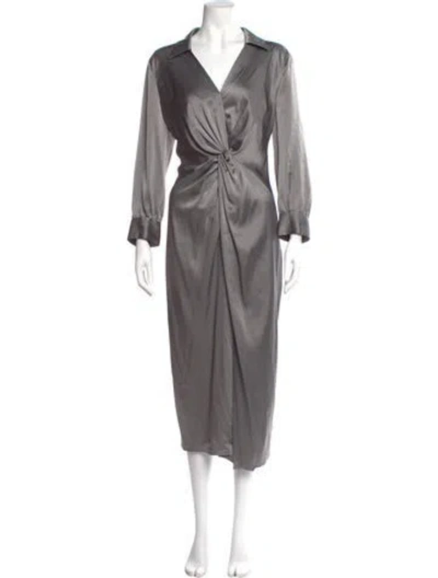 Pre-owned Theory V-neck Long Dress In Gray