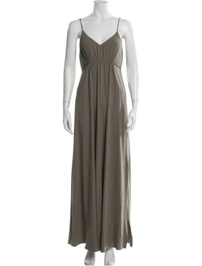 Pre-owned Theory V-neck Long Dress In Gray