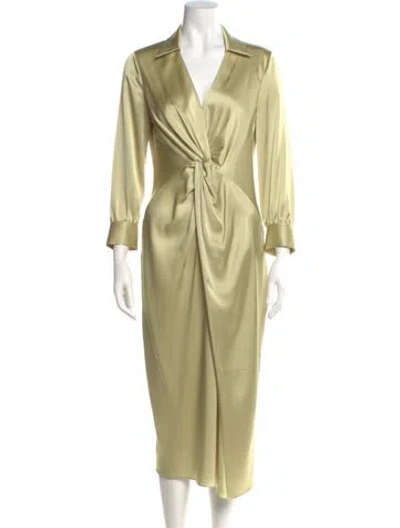 Pre-owned Theory V-neck Long Dress In Green