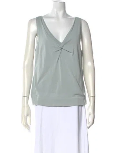 Pre-owned Theory V-neck Long Dress In Green