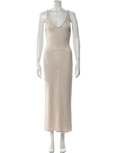 Pre-owned Theory V-neck Long Dress In Neutral