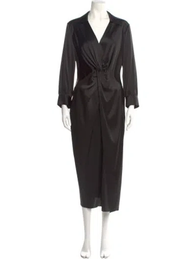 Pre-owned Theory V-neck Long Dress W/ Tags In Black