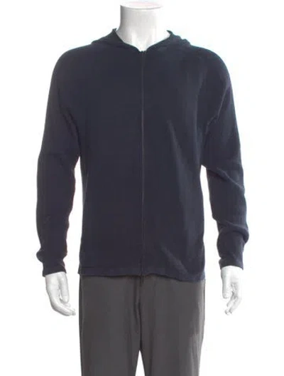 Pre-owned Theory V-neck Long Sleeve Cardigan In Blue