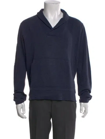 Pre-owned Theory V-neck Long Sleeve Hoodie In Blue