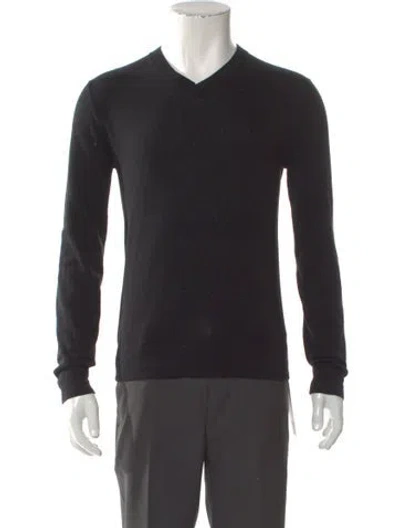 Pre-owned Theory V-neck Long Sleeve Pullover In Black