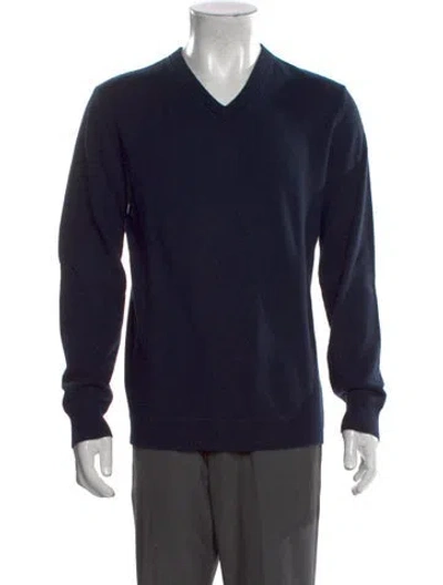 Pre-owned Theory V-neck Long Sleeve Pullover In Blue
