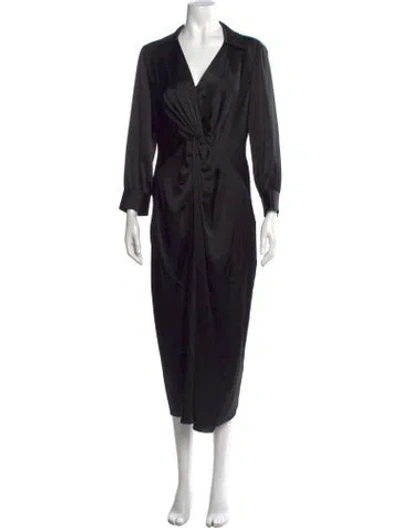 Pre-owned Theory V-neck Midi Length Dress In Black