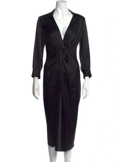 Pre-owned Theory V-neck Midi Length Dress In Black
