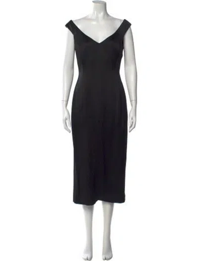 Pre-owned Theory V-neck Midi Length Dress In Black