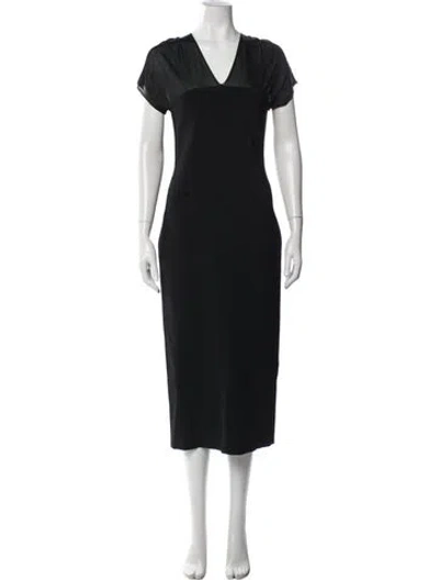 Pre-owned Theory V-neck Midi Length Dress In Black