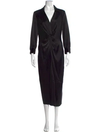 Pre-owned Theory V-neck Midi Length Dress In Black