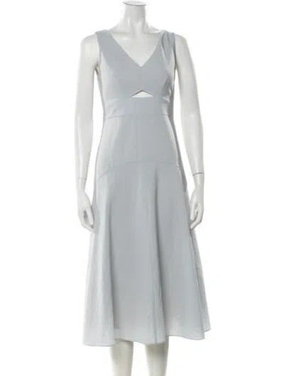 Pre-owned Theory V-neck Midi Length Dress In Blue