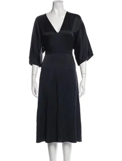 Pre-owned Theory V-neck Midi Length Dress In Blue