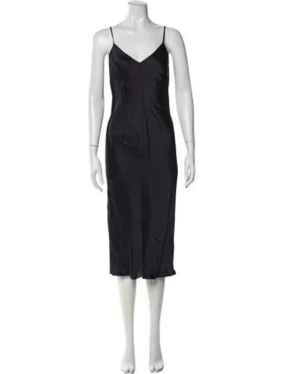 Pre-owned Theory V-neck Midi Length Dress In Blue
