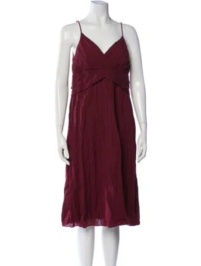 Pre-owned Theory V-neck Midi Length Dress In Burgundy