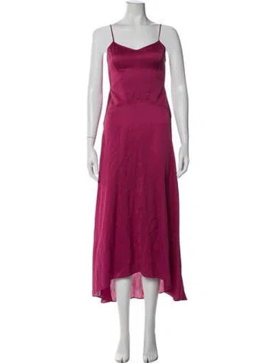 Pre-owned Theory V-neck Midi Length Dress In Burgundy