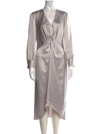 Pre-owned Theory V-neck Midi Length Dress In Gray