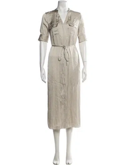 Pre-owned Theory V-neck Midi Length Dress In Neutrals