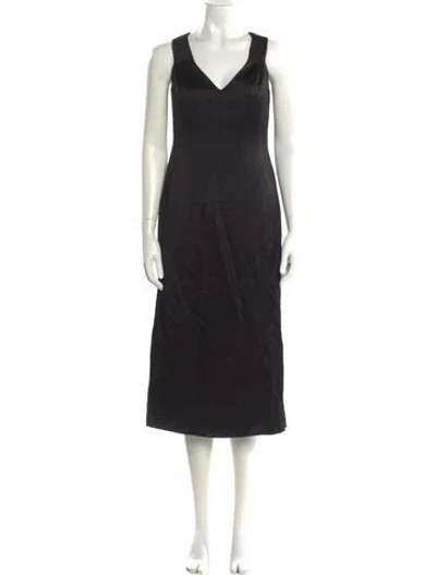 Pre-owned Theory V-neck Midi Length Dress W/ Tags In Black