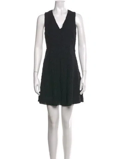 Pre-owned Theory V-neck Mini Dress In Black