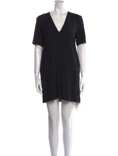Pre-owned Theory V-neck Mini Dress In Black