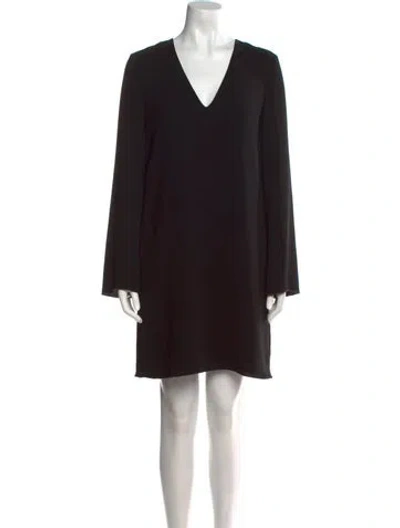 Pre-owned Theory V-neck Mini Dress In Black
