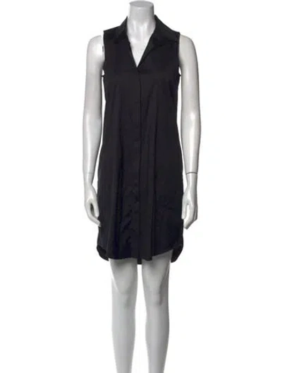 Pre-owned Theory V-neck Mini Dress In Black