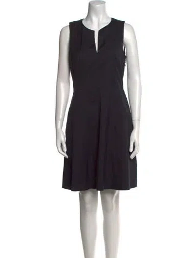 Pre-owned Theory V-neck Mini Dress In Black