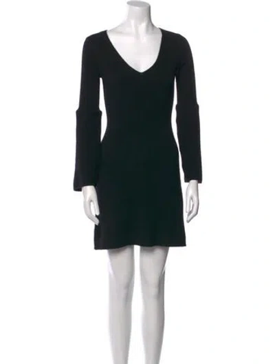 Pre-owned Theory V-neck Mini Dress In Black