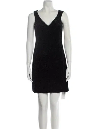 Pre-owned Theory V-neck Mini Dress In Black