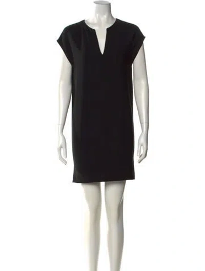 Pre-owned Theory V-neck Mini Dress In Black