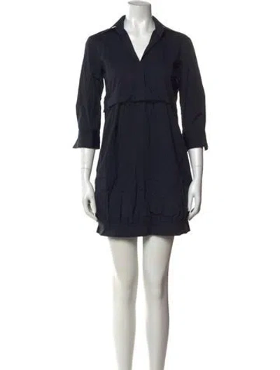 Pre-owned Theory V-neck Mini Dress In Black