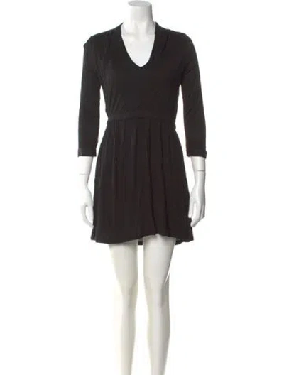 Pre-owned Theory V-neck Mini Dress In Black