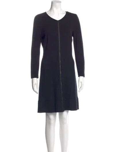 Pre-owned Theory V-neck Mini Dress In Black