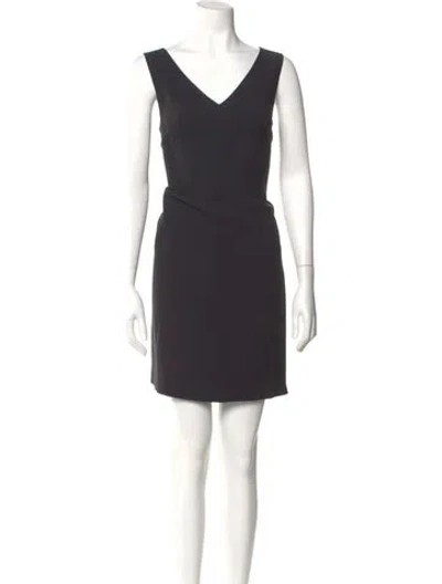 Pre-owned Theory V-neck Mini Dress In Black