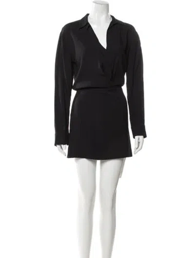 Pre-owned Theory V-neck Mini Dress In Black