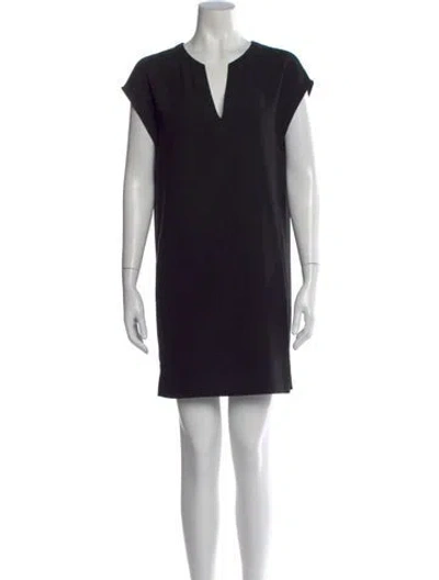 Pre-owned Theory V-neck Mini Dress In Black