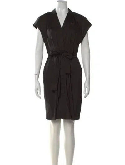 Pre-owned Theory V-neck Mini Dress In Black