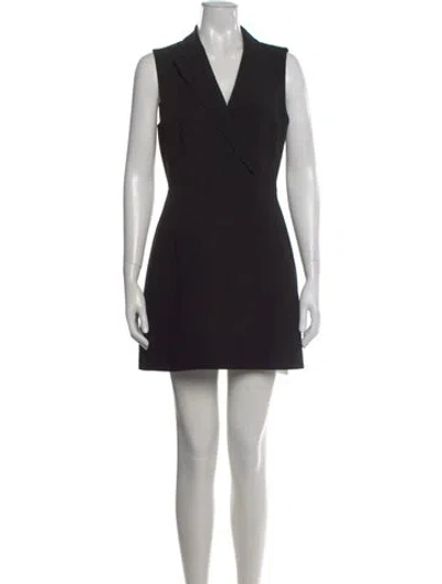 Pre-owned Theory V-neck Mini Dress In Black